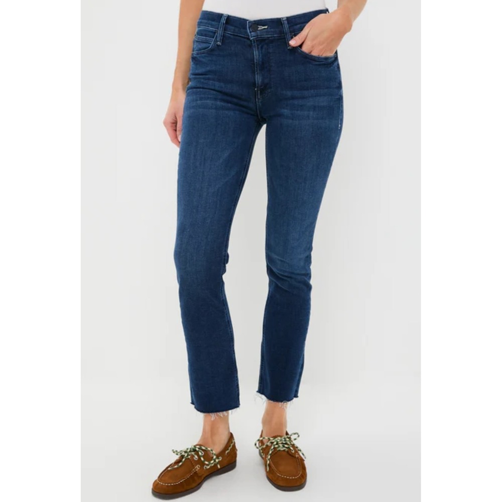 New MOTHER Dazzler Mid Rise Ankle Fray Jeans Fancy Meeting You Here Straight 25